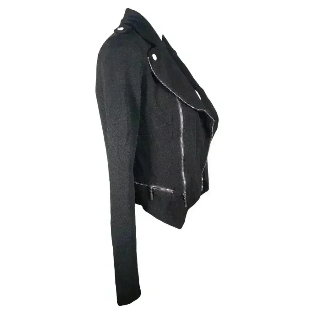 Alt. B Black Knit Moto Biker Motorcycle Jacket Size Small Grunge
